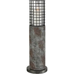 Gendarme 26 X 6 inch Weathered Stone with Black and Clear Outdoor Candleholder, Pillar