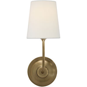Thomas O'Brien Vendome Single Sconce Wall Light in Hand-Rubbed Antique Brass, Linen